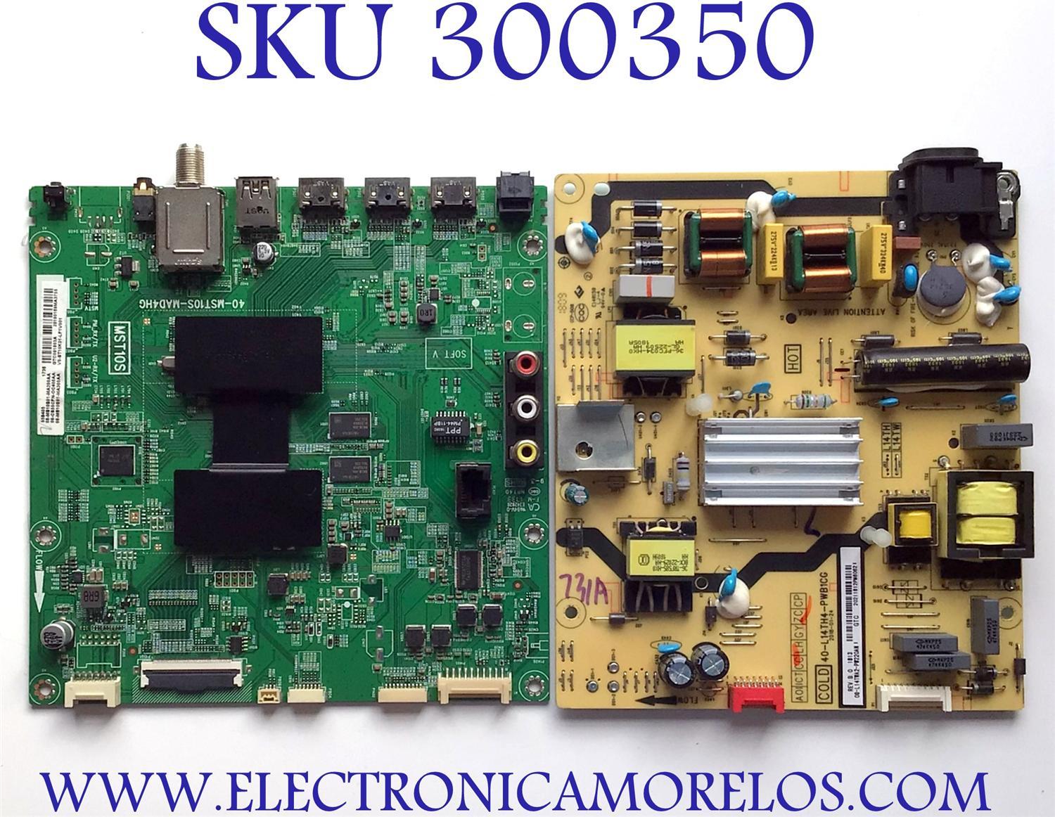 KIT DE TARJETAS PARA TV TCL / NUMERO DE PARTE MAIN 08-CS55CFN-OC406AA / 40-MST10S-MAD4HG / FUENTE 08-L14TWA2-PW220AN / 40-L14TH4-PWB1CG / T-CON  34.29110.071 / 3429110071 / PANEL LVF550ND1L CD9W16 V1 / MODELO 55S401